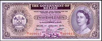 Belize P.34a  2 Dollars 1.1.1974