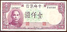 China Central Bank of China P.252  1000 Yuan 1942