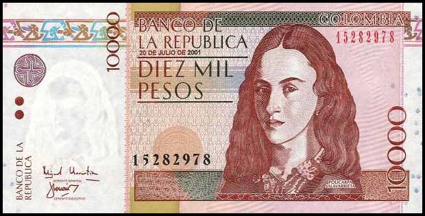 Colombian 10,000 Peso note