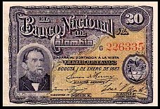 P.189  20 Centavos Bogota 1.1.1887 Unlisted Ser.G