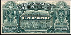 P.192 FACE PROOF 1 Peso Bogota1.9.1886 Ser.2A