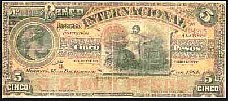 Colombia-Banco Internacional P.S562  5 Pesos 15.12.1884 Ser. B