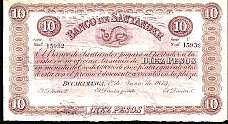 Colombia P.S883  10 Pesos 1.6.1873 Ser.C Sig.2