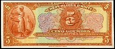 5 Gourdes  C.12 Avril 1919  Ca.1925-32