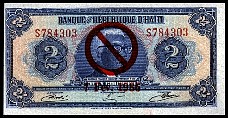 Haiti N.1084, P.UNL(~231Aa)  2 Gourdes 7Fev86 O/P Sig:U TYVEK