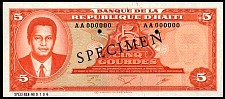 Haiti N.1108Sv, P.241S 5 Gourdes  SPECIMEN