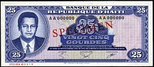Haiti N.1116Sv, P.243S  25 Gourdes SPECIMEN
