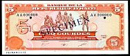 Haiti N.1128Sw, P.246S 5 Gourdes SPECIMEN 1987 Sig:W