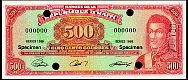 Haiti N.1144Sx, P.252S  500 Gourdes SPECIMEN 1988 Sig:X