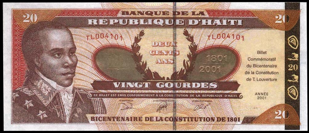 HAITI 20 GOURDES P271A 2001 SILVER COMMEMORATIVE 200th CONSTITUTION UNC BANKNOTE 