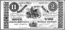 Haiti N.692, P.UNL 2 Gourdes Haitiennes 1.1.1863