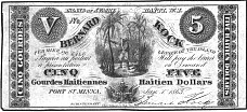 Haiti N.694, P.UNL 5 Gourdes Haitiennes 1.1.1863