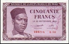 Mali P.1  50 Francs 22.9.1960(1962) Sig. 1