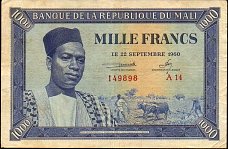 Mali P.4  1,000 Francs 22.9.1960(1962) Sig.1