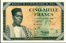 Mali P.5  5,000 Francs 22.9.1960(1962) Sig.1
