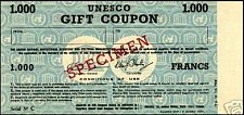 UnnFraUNESCO1000Francs1951TradeCouponsr.jpg