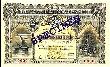 Zanzibar P.2S  5 Rupees 1.1.1908 Modern SPECIMEN Replica